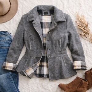 Lane Bryant Grey Peplum Coat – Size 18/20W